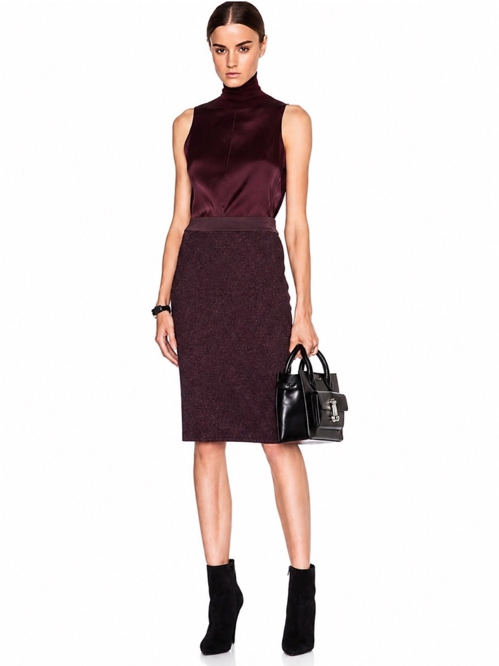 Rag & Bone Marie Metallic Pencil Skirt Nightshade
